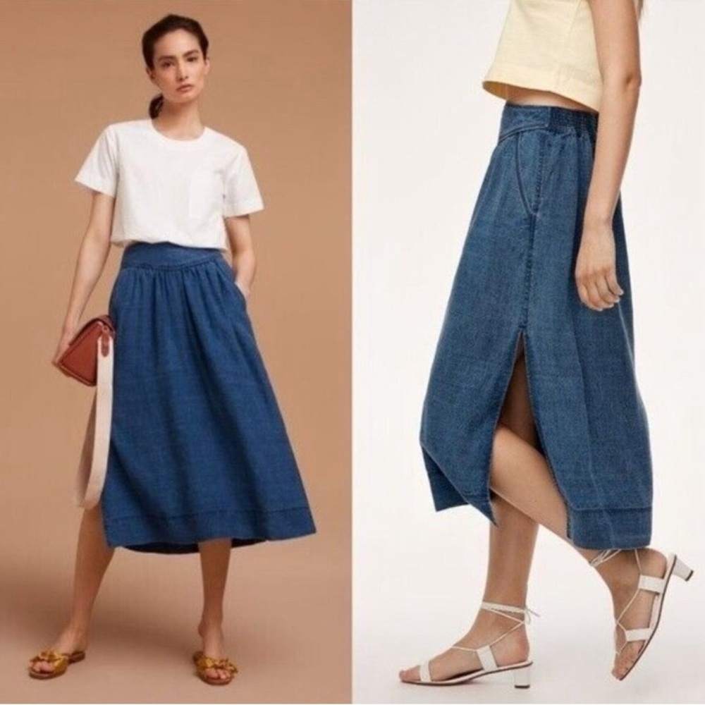 Wilfred by Aritzia denim midi skirt size XS